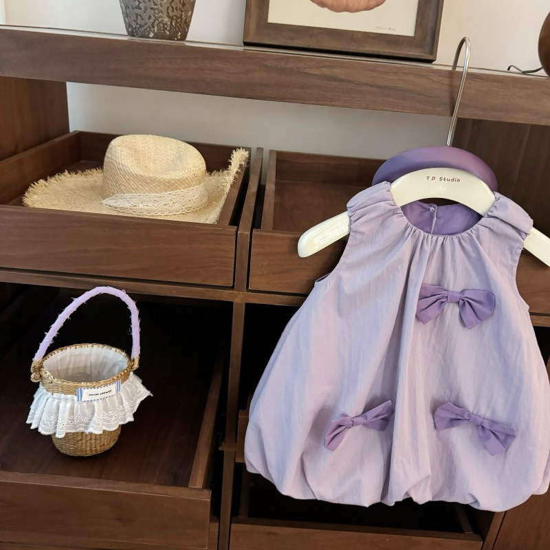 [Siete de limón salado] ¡Púrpura de taro fragante! Vestido de chaleco lindo y dulce con lazo de nicho de diseño de bebé