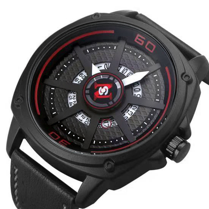 Men's watch waterproof trend large dial belt student fashion quartz watch men's watch non mechanical watch N921_voghion.com
