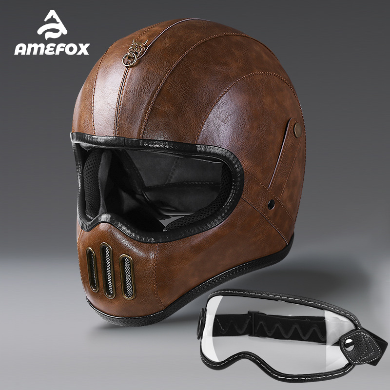 Casque de moto intégral en fibre de verre, petit format, en cuir, super fibre, unisexe, léger_voghion.com