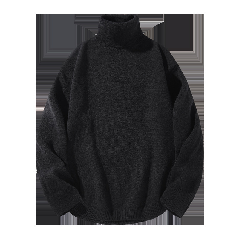 Herren-Rollkragenpullover, Winterstrickpullover, lässig, lockere Passform, dick, warm, Retro-Stil, Rollkragenoberteil für Teenager und Erwachsene_voghion.com