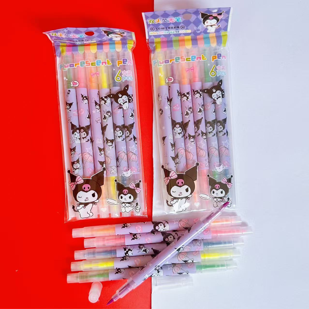 Kolomi doble cabeza 6 bolígrafo marcador adorable Sanliou bolígrafo de señalización de los estudiantes