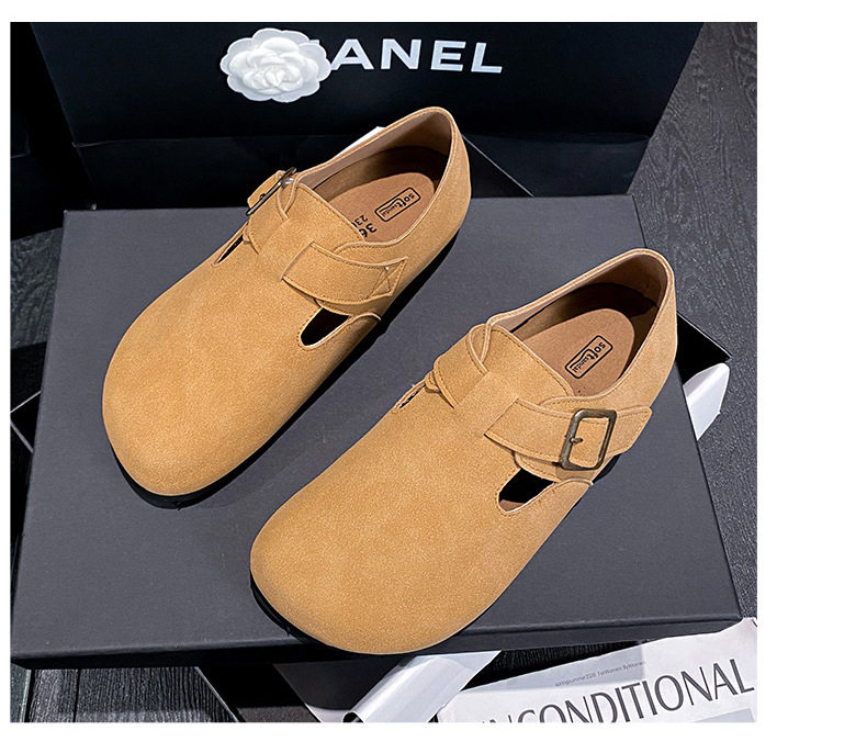 Dép sandal nữ bít mũi da thật quai khóa đế dày kiểu Birkenstock — 261 Màu nâu sẫm (toàn bộ), 261 Xám (toàn bộ), 261 kaki (toàn bộ băng đảng), 265 kaki (nửa kéo) chi tiết 25