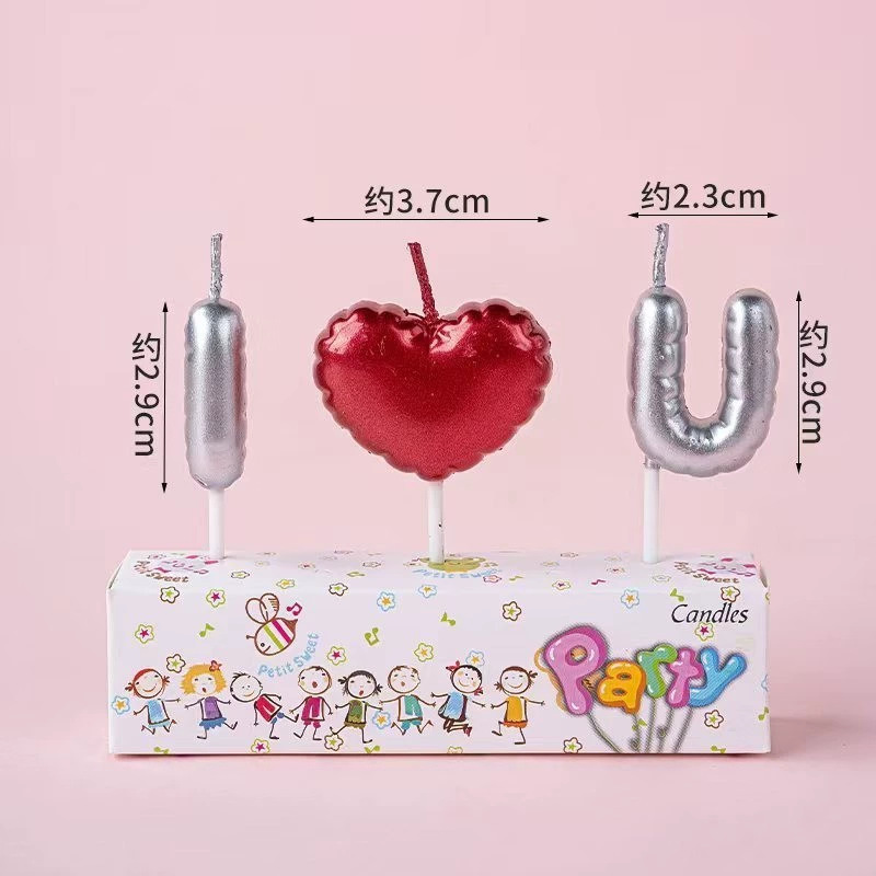 Qixi día de San Valentín pastel horneado decoración I love U I love you confession velas amor perlas de azúcar