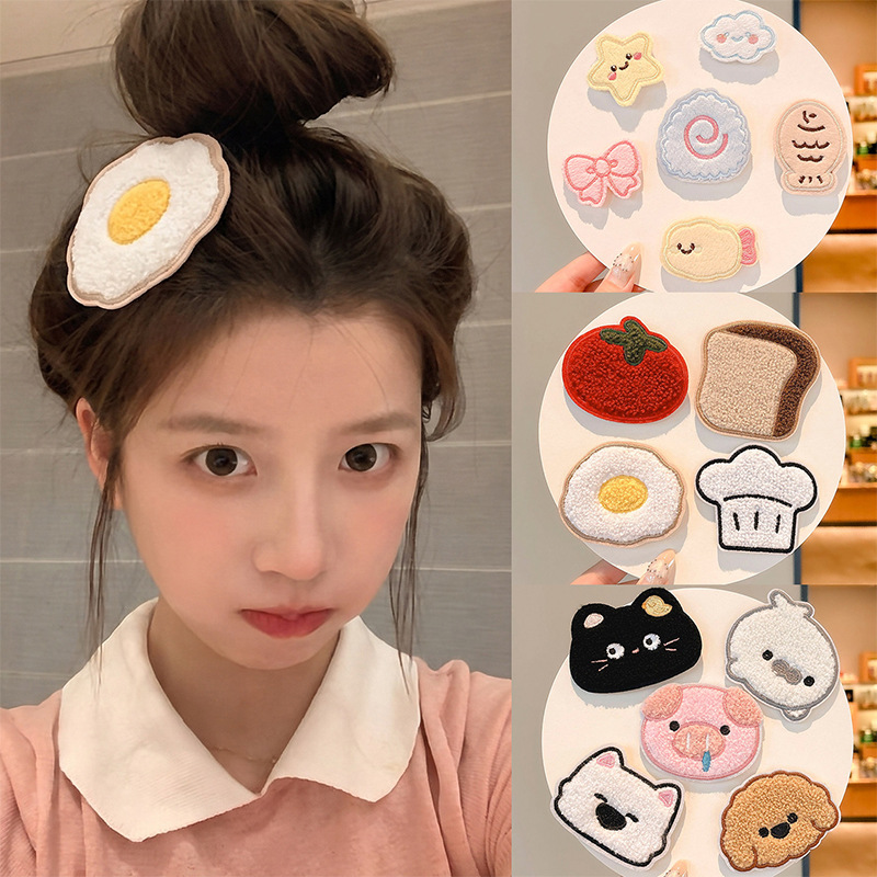 Cute and fun Velcro hair clips for women, perfect for styling bangs and tidying up stray hairs at the back of the head, creating a sweet and seamless look