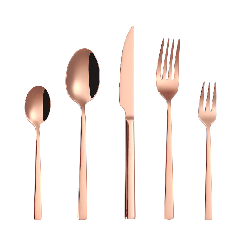 로즈 골드 4종 세트 + 티 포크 [스테이크 나이프 포함]