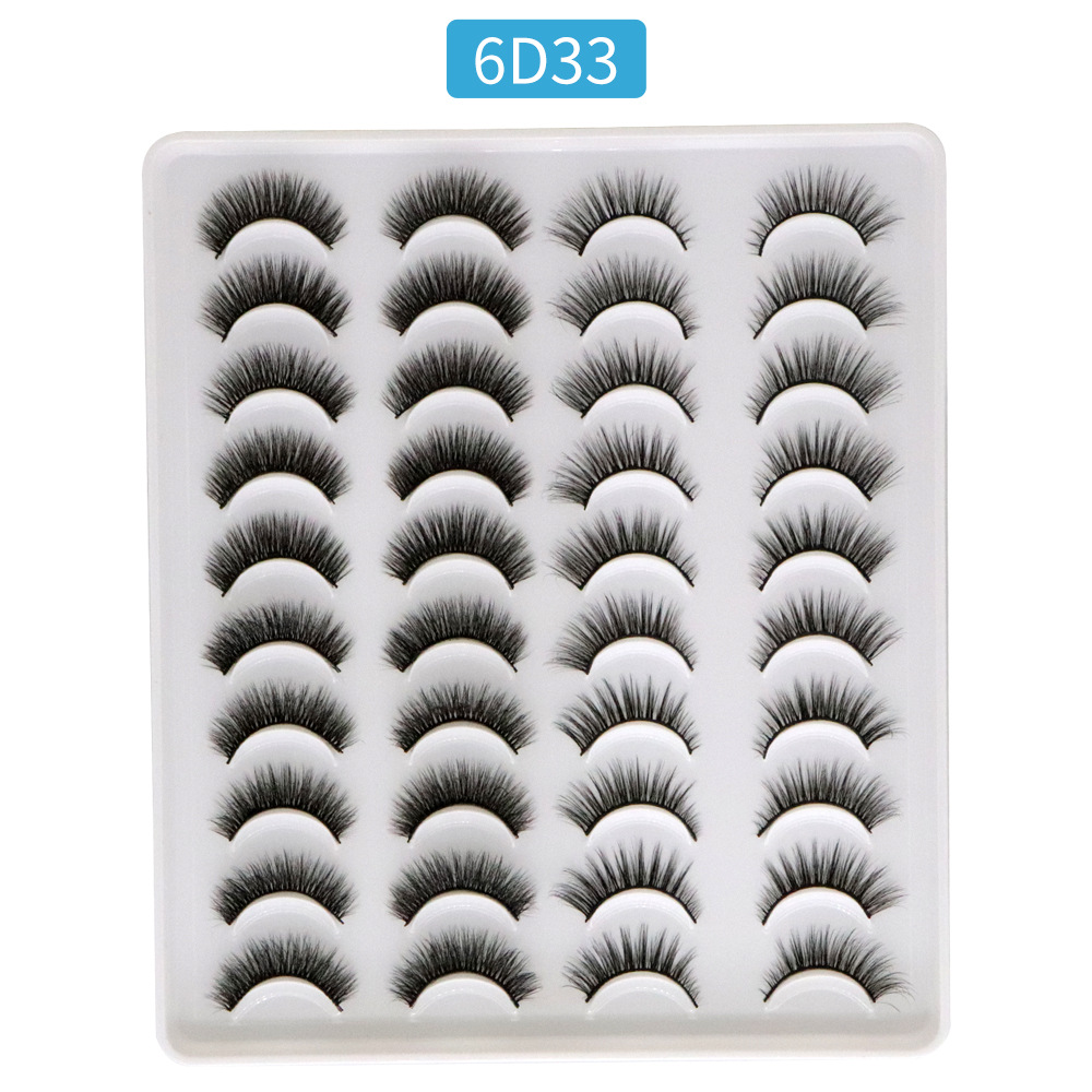 Una variedad de comercio exterior transfronterizo 20 pares de fibra cruzada gruesa natural de tallo duro pestañas postizas estilo mixto separado en stock