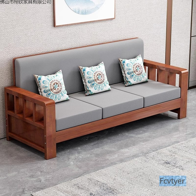 Ji Fei Xiang New Chinese Style Solid Wood Sofa Simple Furniture Small Apartment Living Room Full Large Combination Rural Solid Wood Dual-Purpose Winter