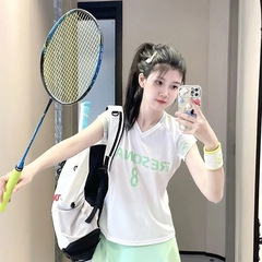 2025田口真彩新款羽毛球服女飞袖吸汗速干透气印字JP版大赛服