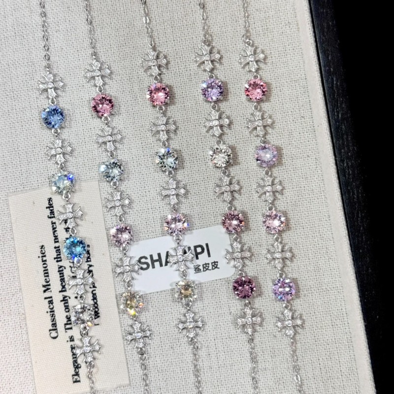 Huazi Kongtuo Cross Pendant Runaway Princess DIY Bracelet Handmade Silver-Plated High Color Retention for Women