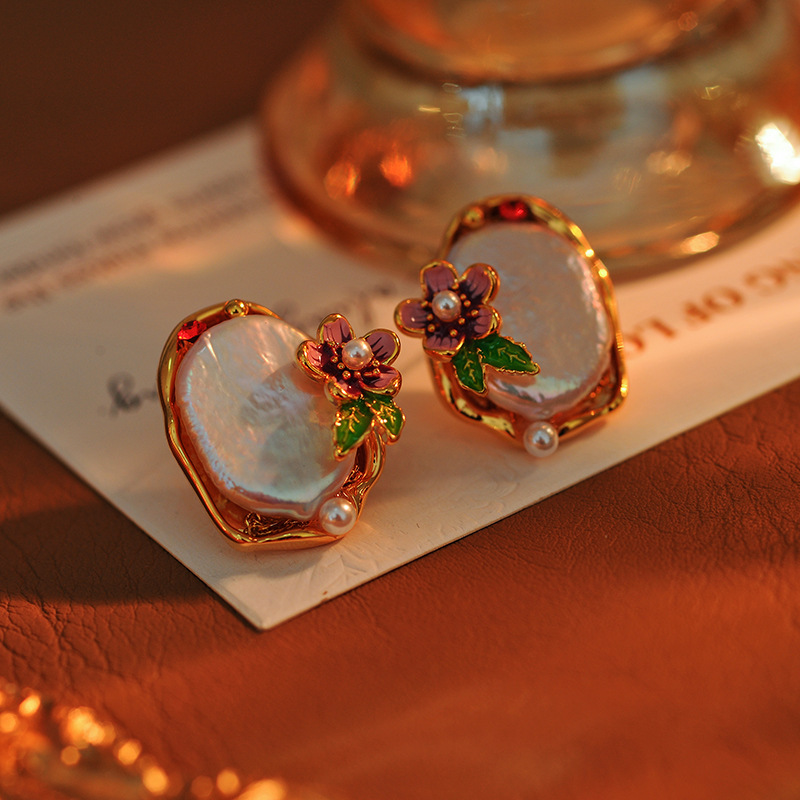 Monet Garden Irregular Baroque Pearl Necklace And Earrings Set_voghion.com