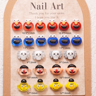 Internet Celebrity Popular Sesame Street Anime Character Cartoon Nail Art Accessories Cute Resin Nail Accessories Big Nose Monster