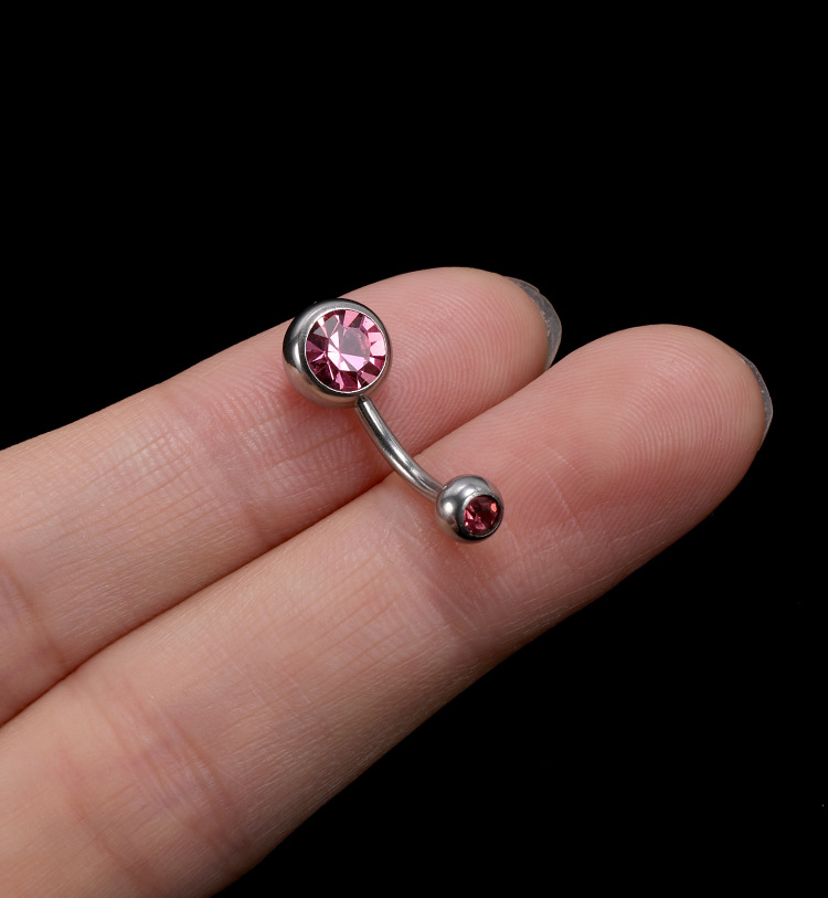 Titanium Steel Belly Button Ring Double Headed Zircon Navel Ring Set Stainless Steel Fake Nail Piercing detail image 13
