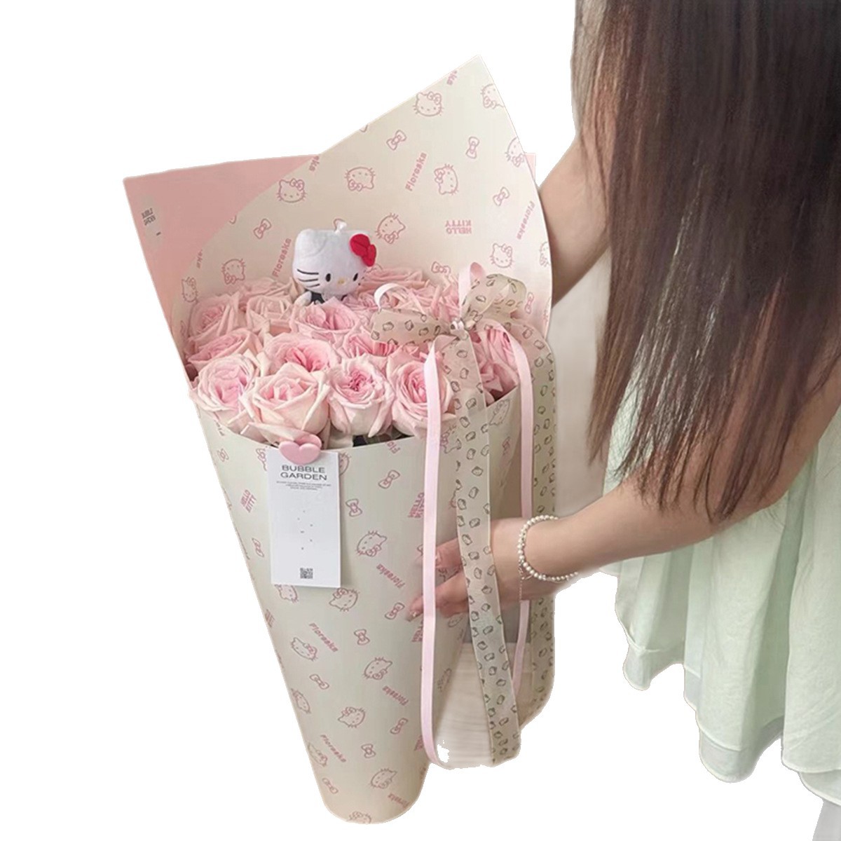 Siete colores cordier adorable hoja de modelado de gato Carter bolsa de flores decorativas ramo de flores materiales de embalaje de flores