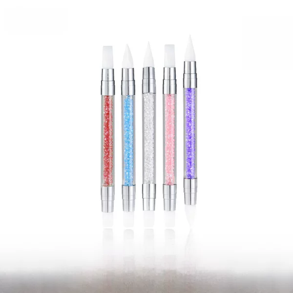 Nail art silicone double-headed embossing pen nail sticker carved blooming pressing stick magic mirror powder stick brush tool