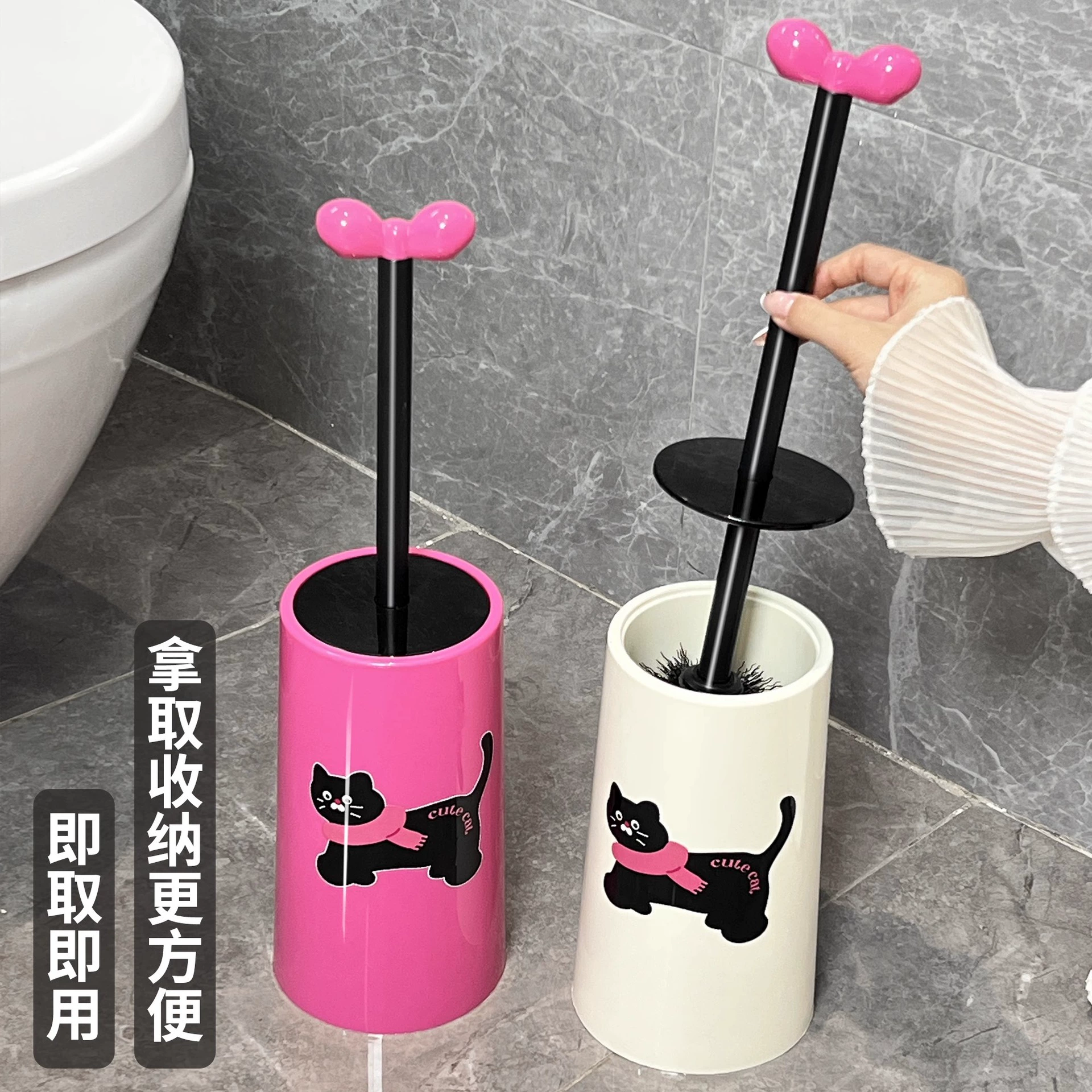 Щетка для унитаза для домашнего использования, без мертвых зон, новый милый набор для чистки унитаза с длинной ручкой для ванной комнаты 2025 года.