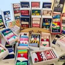 斑比袜子秋冬新款儿童童袜男女宝宝中厚棉袜卡通五双礼盒装