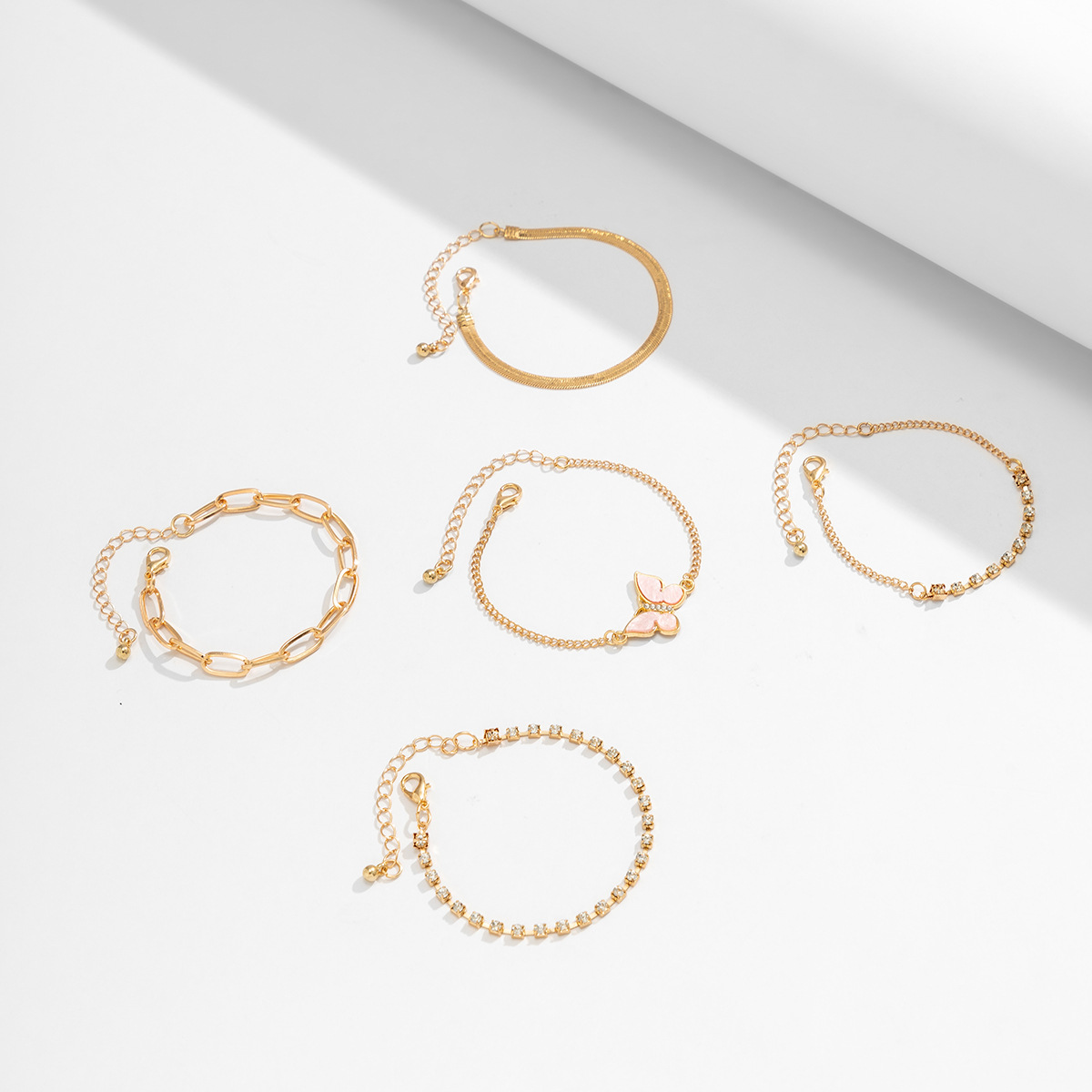 Bijoux en métal style punk avec ensemble complet de diamants et chaîne à griffes, bracelet à paillettes en os de serpent et papillon_voghion.com