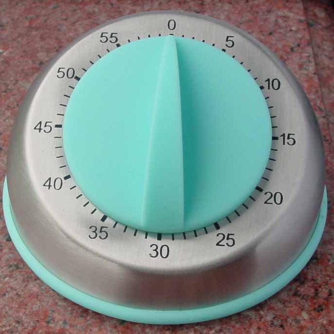 En stock fuente de cocina temporizador de dibujos animados de acero inoxidable Mesa Redonda temporizador Negro