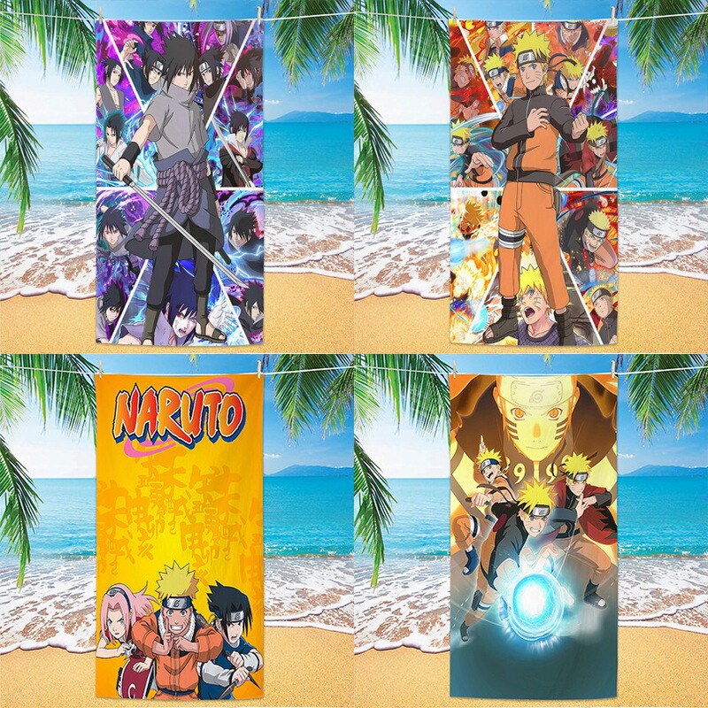 Cross-Border Wholesale Japanese Anime Naruto Uchiha Beach Towel Digitally Printed Beach Bath Towel Quick-Drying