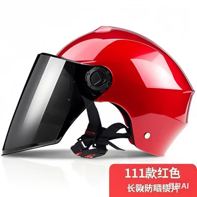 helmet, unisex, suitable for all seasons, Motosiklet kaskı (dəbilqə) - 3c-new-national-standard-elegant-red-sun-protection-lenses