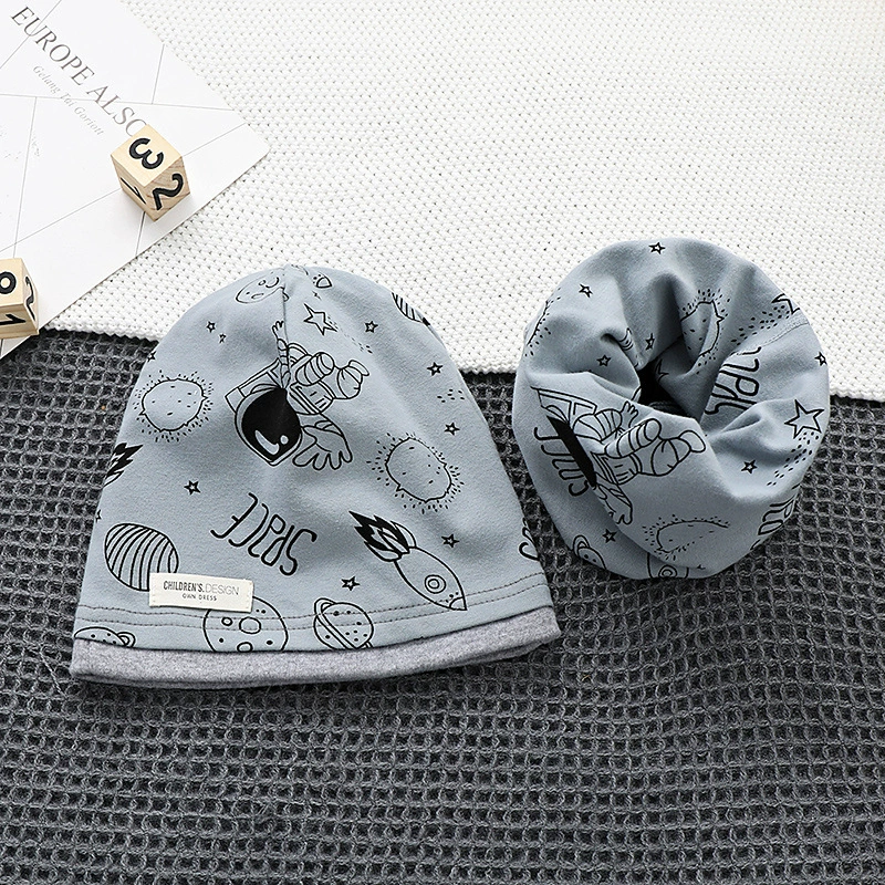Demi-season kids' cotton set with scarf in Korean style, 2-8y, 48-54cm, multi-color options