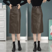 海宁2025新款绵羊皮裙a字包臀半身裙女百搭高腰显瘦中长裙一步裙