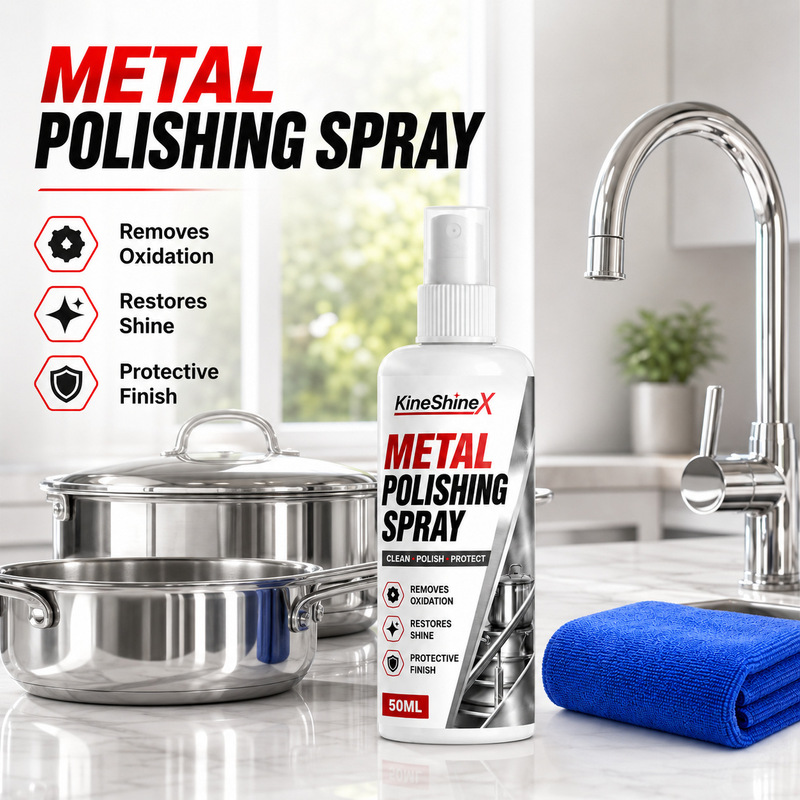 Kineshinex Metal Cleaner Stainless Steel Hardware Decontamination and Rust Removal Care Solution for Kitchen Sinks, Cookware, Etc