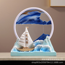 一帆风顺流沙摆件创意解压树脂工艺品批发玄关酒柜装饰品高档摆设