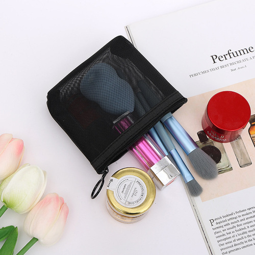 Simple Cross-border Makeup Brush Storage Bag Wholesale, Large Capacity Transparent Mesh Travel Toothbrush Bag, Portable Makeup Bag