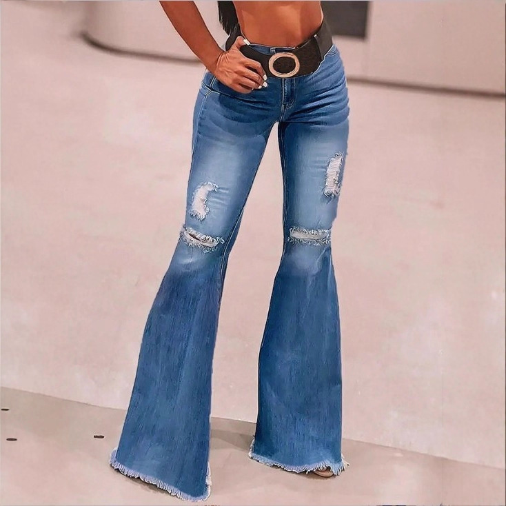 Atc70353 Cross-Border European and American Cross-Border Autumn and Winter New Women's Mid-Waist Slim Stretch Retro Bell-Bottom Jeans Atc70353 Cross-Border European and American Cross-Border Autumn and Winter New Women's Mid-Waist Slim Stretch Retro Bell-Bottom Jeans