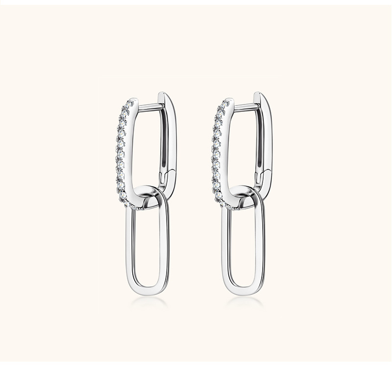 1 Pair 925 Sterling Silver Moissanite Geometric Earrings display picture 2