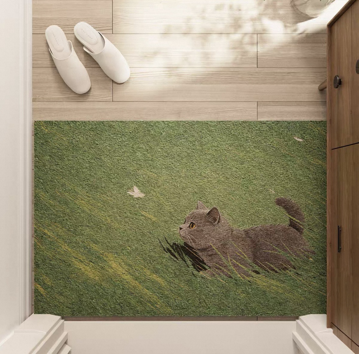 Grassland Small Animal Design Silk Loop Door Mat, Household Carpet, Entryway Dust Removal Non-Slip Foot Mat, Customizable Mat, Dropshipping Available