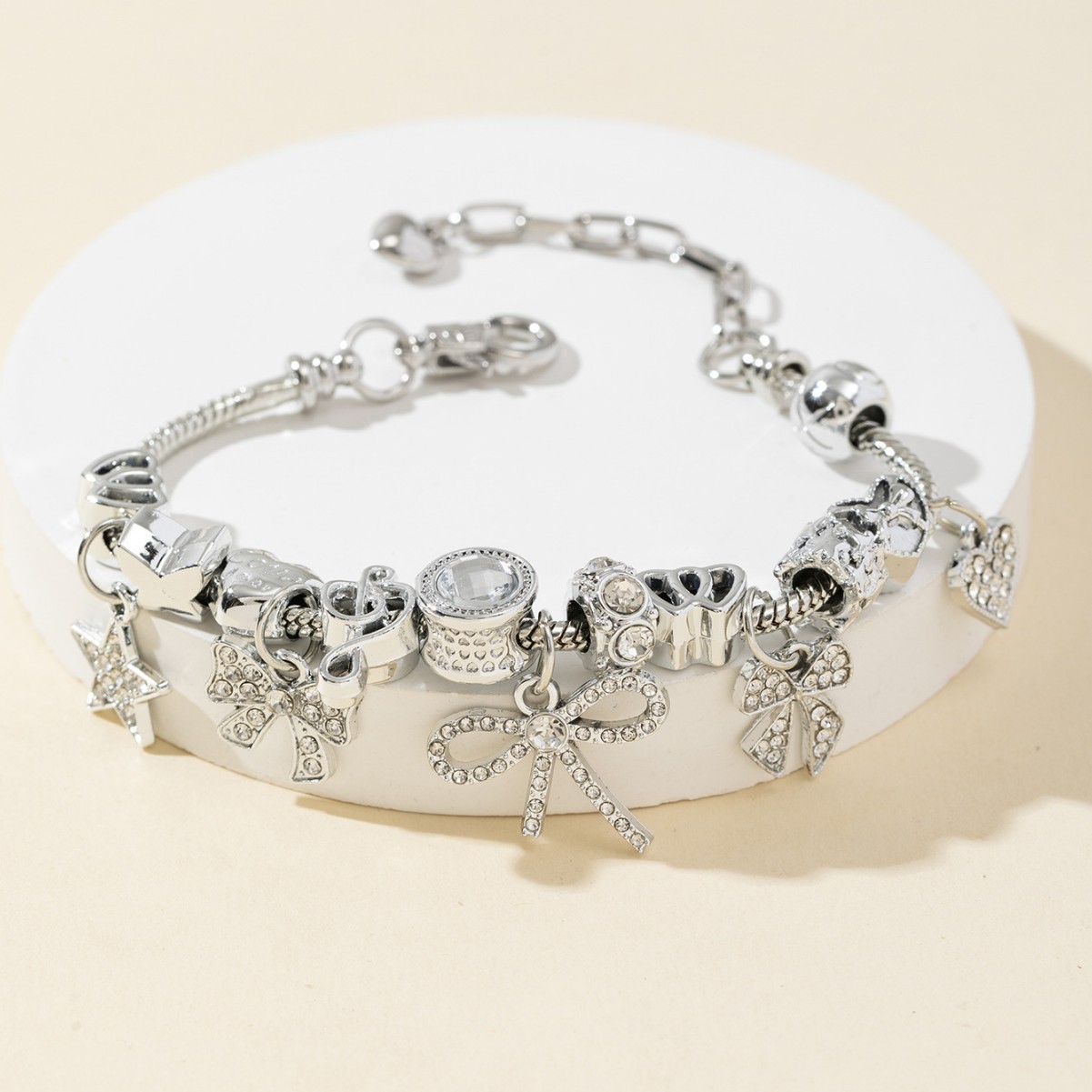 Brazalete Panjia, brazalete de cuentas DIY, arco de diamante de diamante, joyas de moda rápidas