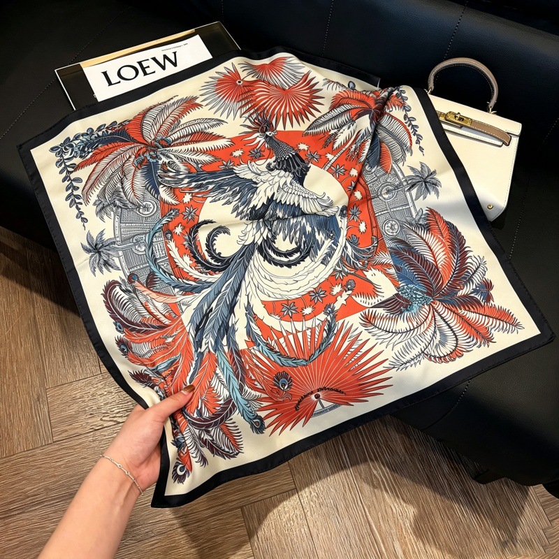 Colección 70*70 nuevo estilo bufanda de seda azul sensación de alta calidad imitación bufanda cuadrada de seda moda todo-fósforo bolsa atada bufanda de pelo
