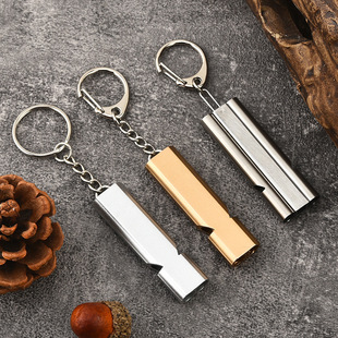 Amazon's Best-Selling Outdoor Survival Whistle Double-Tube High-Frequency Whistle Stainless Steel Flat Survival Whistle Blast Whistle