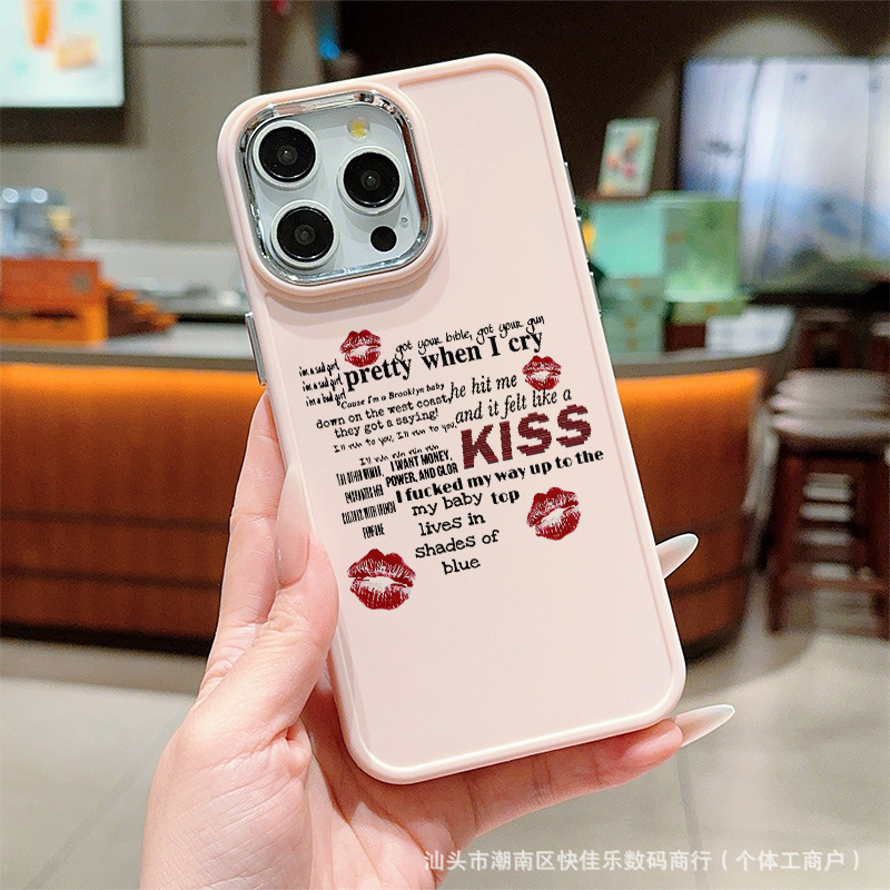Personalized Lip Print in English Suitable for Iphone11/12/13/14/15Promax Apple 16/17Pro Mobile Phone Case