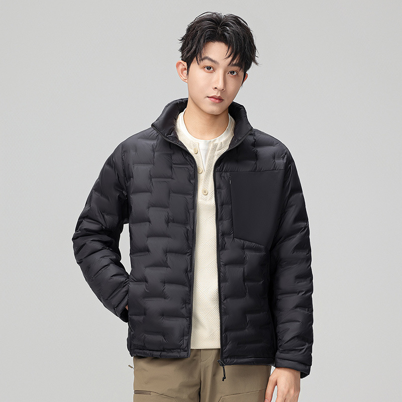 潮牌同款羽绒服男2025秋冬季新款韩版立领保暖压胶拼接休闲外套男|undefined