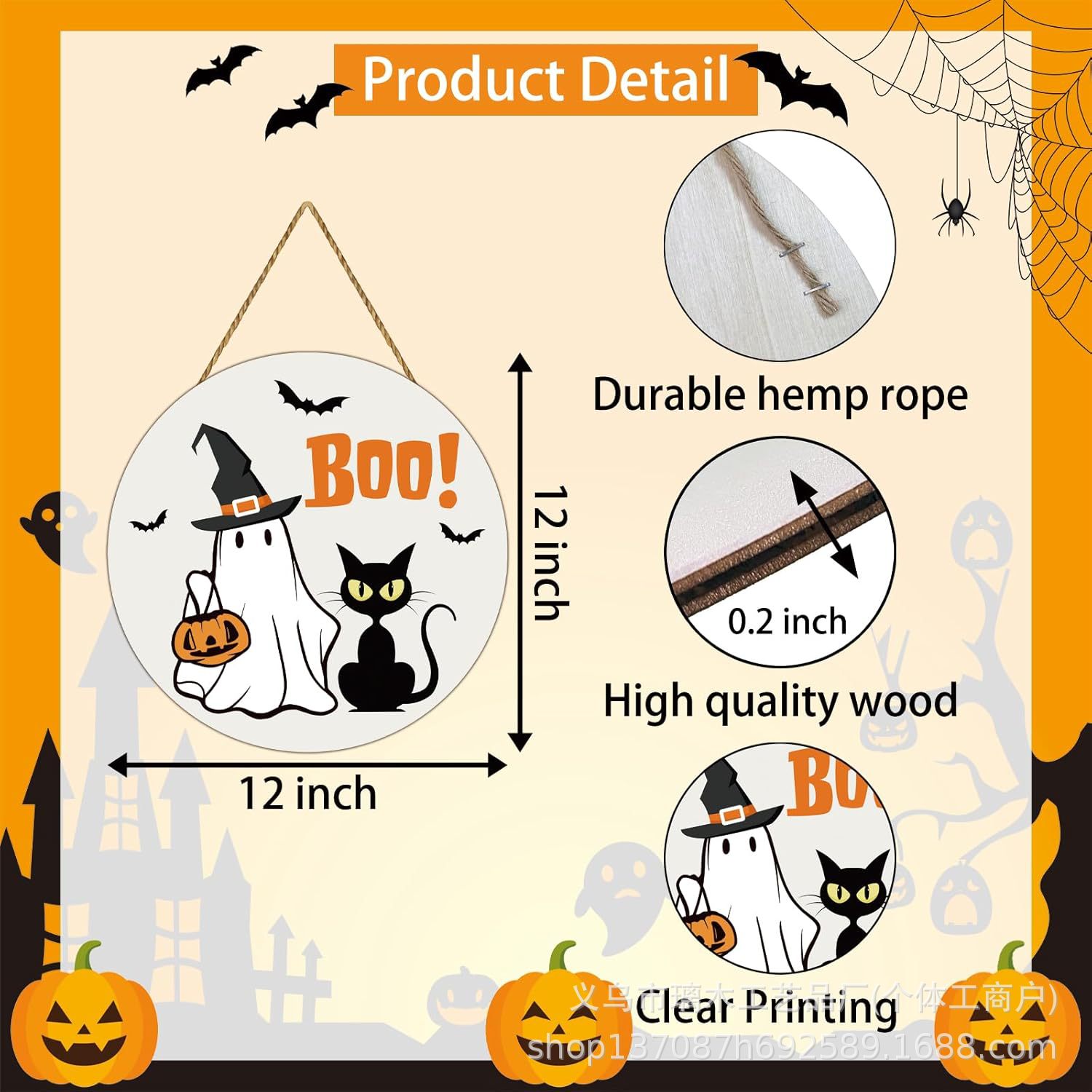 Nuevos productos transfronterizos de madera Halloween decoración de la atmósfera de la fiesta del hogar cabeza de ratón colgante decoración del patio vestíbulo