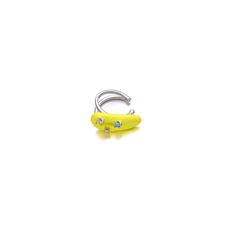 Japón y Corea del Sur dopamina color esmalte frío nicho de diseño original amor incrustado zircon diseño sin agujeros de orejas clip de hueso de orejas
