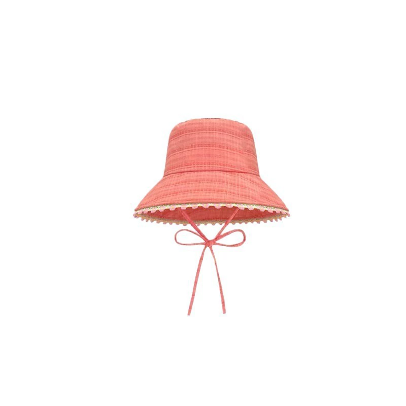 Sweet and cute lace blue fisherman hat women's spring and summer sunshade and sun protection basin hat outdoor large brim hiking hat trendy