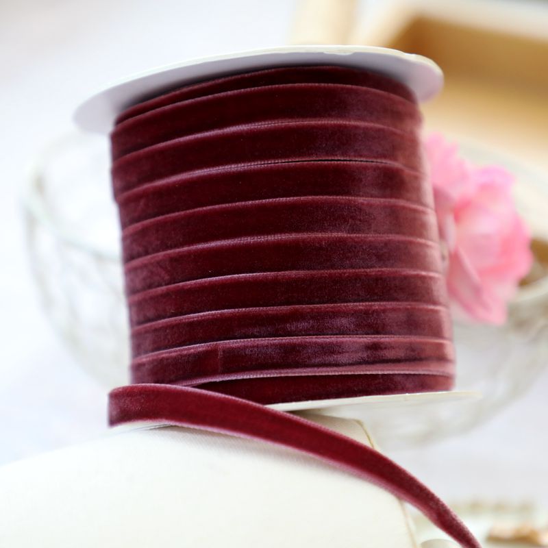 1cm de ancho terciopelo flocado correa de tejido correa de arco correa de ropa hecha a mano sombrero accesorios accesorios materiales DIY