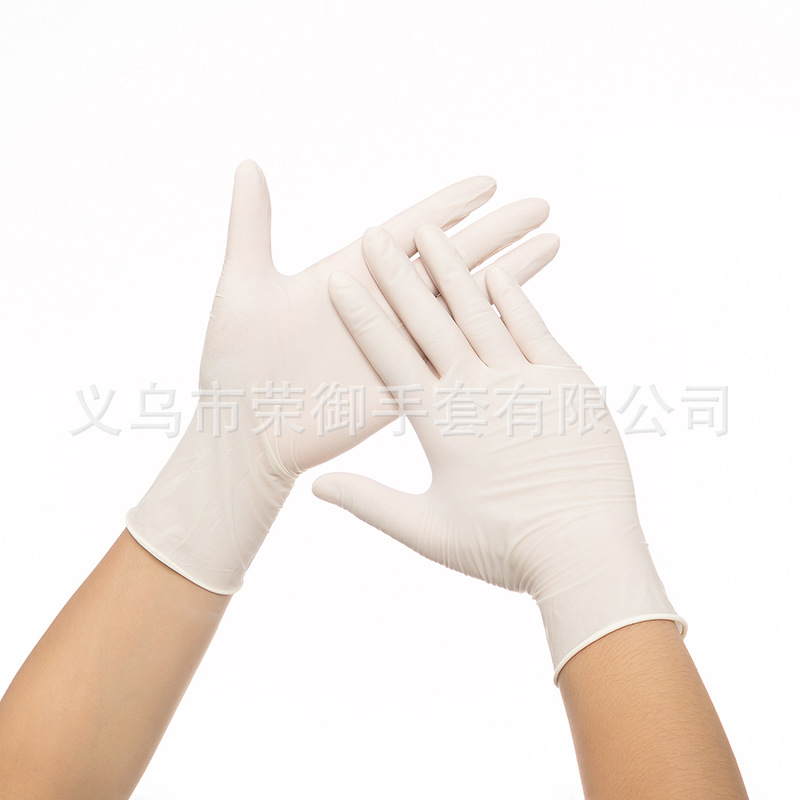 现货9寸一次性食品级乳胶手套无粉高弹劳保牙科美容乳胶检查手套