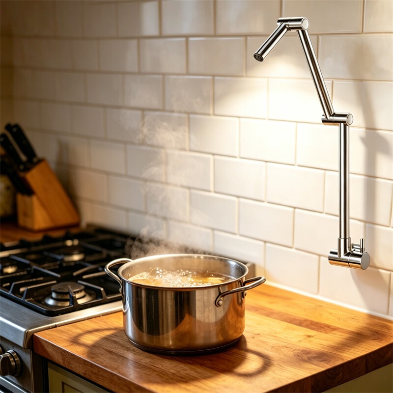 Kaiping Youjia Bathroom Wall-Mounted Single Cold Water Sink Faucet Vertical Folding Universal Swivel Faucet 75018