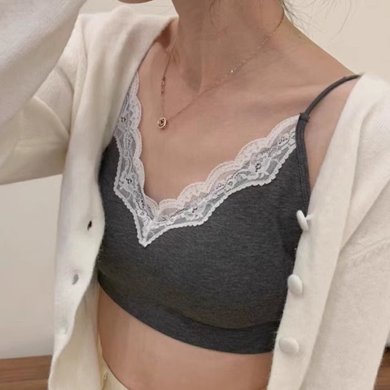 2522-2# Korean one-piece cup lace stitching camisole comfortable underwear chest wrap tube breast base coat