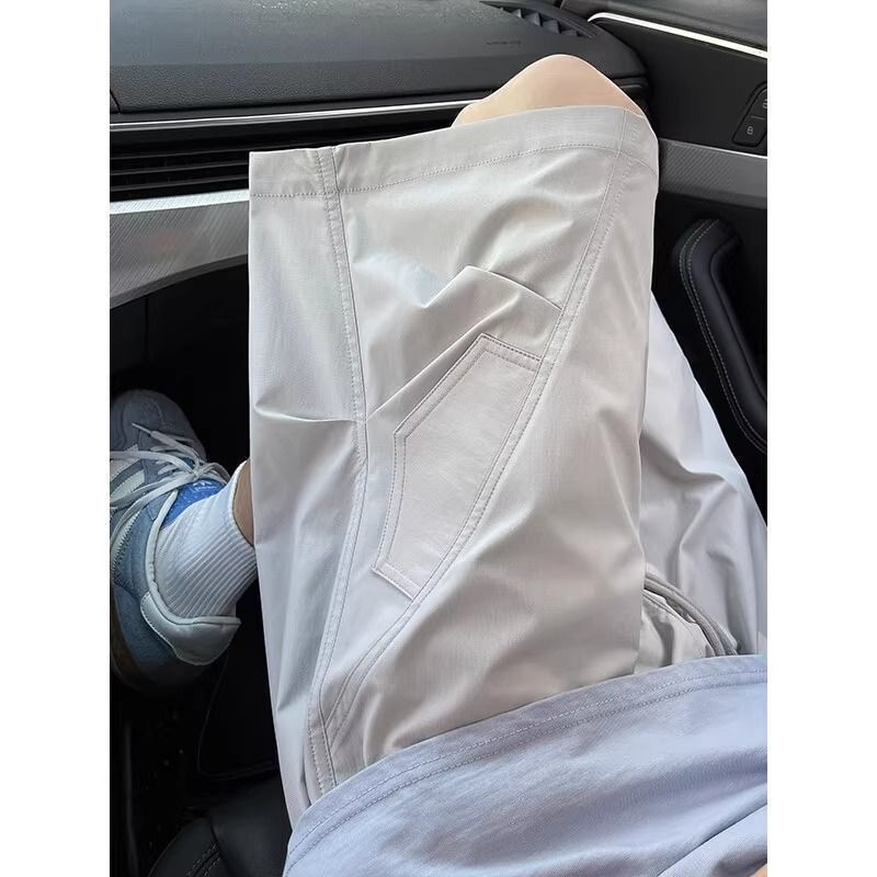 American-Style Cargo Shorts for Men, Summer Loose Wide-Leg Knee-Length Paratrooper Pants, Trendy Casual Mid-Length Shorts for Men