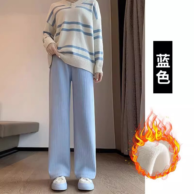2025新款孕妇裤子春秋外穿阔腿裤小个子大码秋冬加绒休闲直筒裤女|undefined