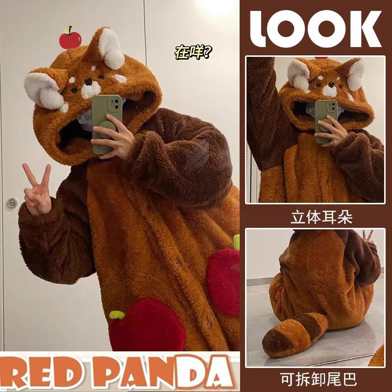 Nuevo pijama con capucha de Mickey Mouse con diseño de fresa, bata de forro polar coral con diseño de capibara y mapache, admite dropshipping