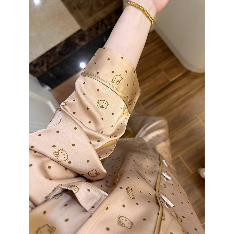 Pajamas for Women French High-End Ice Silk Spring and Autum 2025 New Long-Sleeved Thin Silk Silks and Satins Home Wear Set Pajamas for Women French High-End Ice Silk Spring and Autum 2025 New Long-Sleeved Thin Silk Silks and Satins Home Wear Set