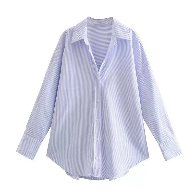 Camisa Casual de Popelina de Poliéster, Manga Larga, para Uso Diario y Oficina
