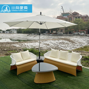 Wholesale Outdoor Rattan Chairs Balcony Garden Iron Frame Furniture Courtyard Open-Air Leisure Chairs Rattan Outdoor Table and Chair Combination